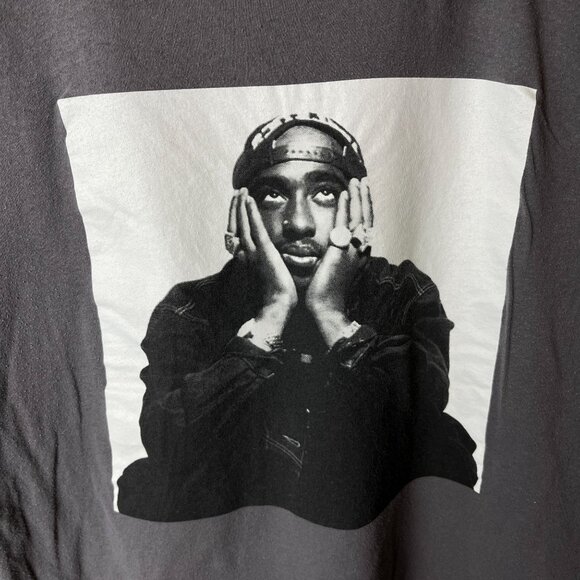 2Pac Rap Tee T Shirt Gray XXL 2XL Artist Rapper Graphic 100% Cotton Solid Logo - Picture 12 of 12